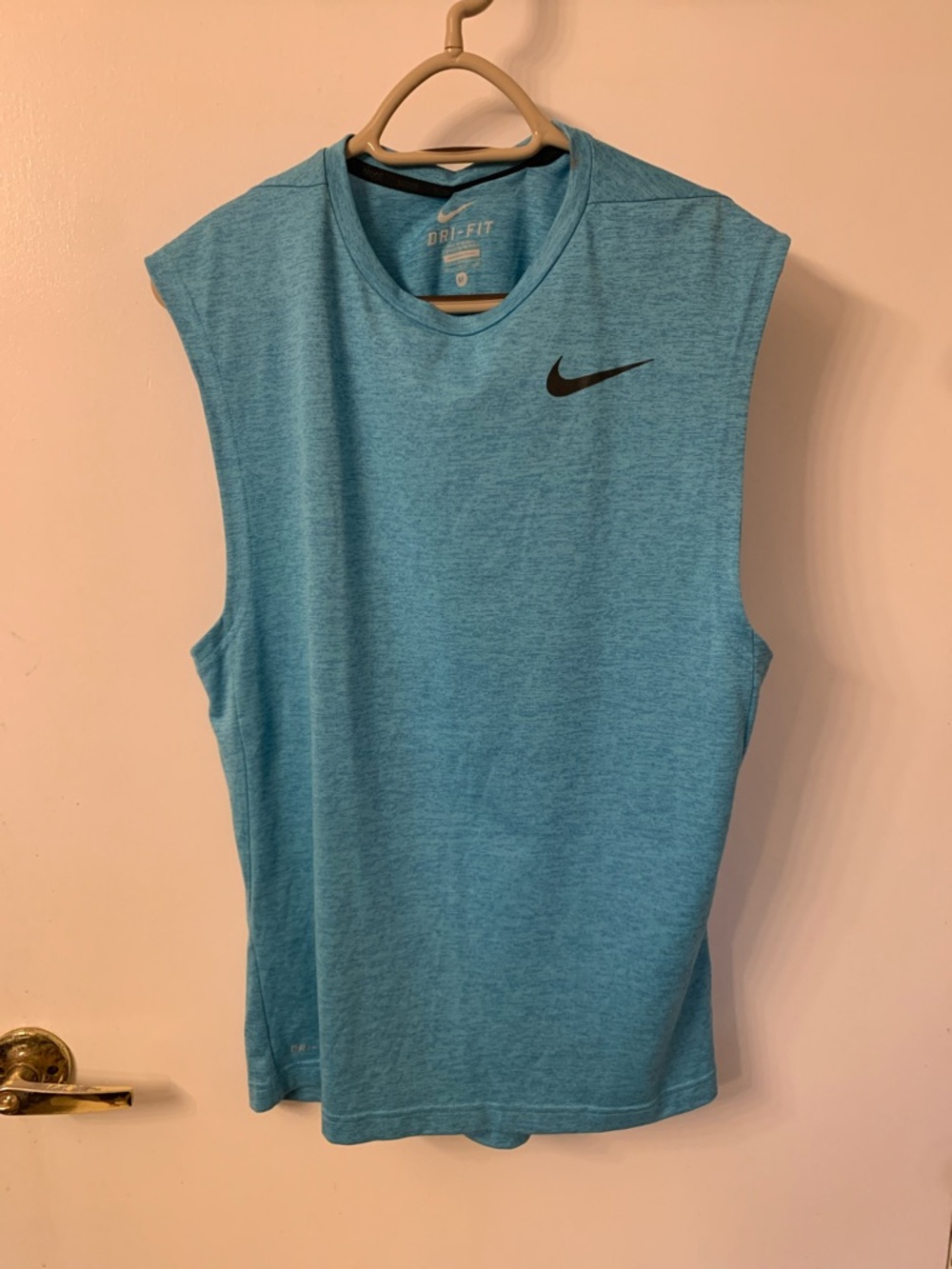 Nike Sleeveless Training Tank - Light Blue with Black Swoosh